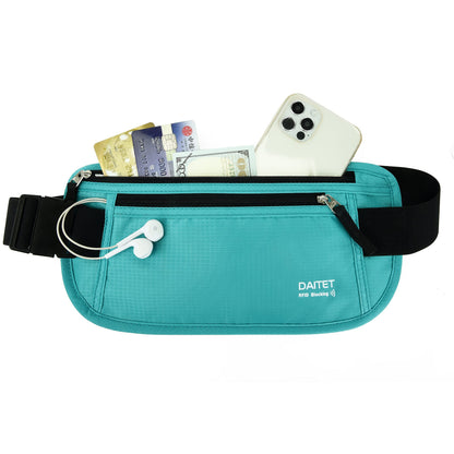 Money Belt - Passport Holder Secure Hidden Travel Wallet with RFID Blocking, Undercover Fanny Pack (Black)
