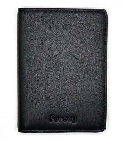Slim Nappa Leather RFID Blocking Passport Cover (Black/Gray)