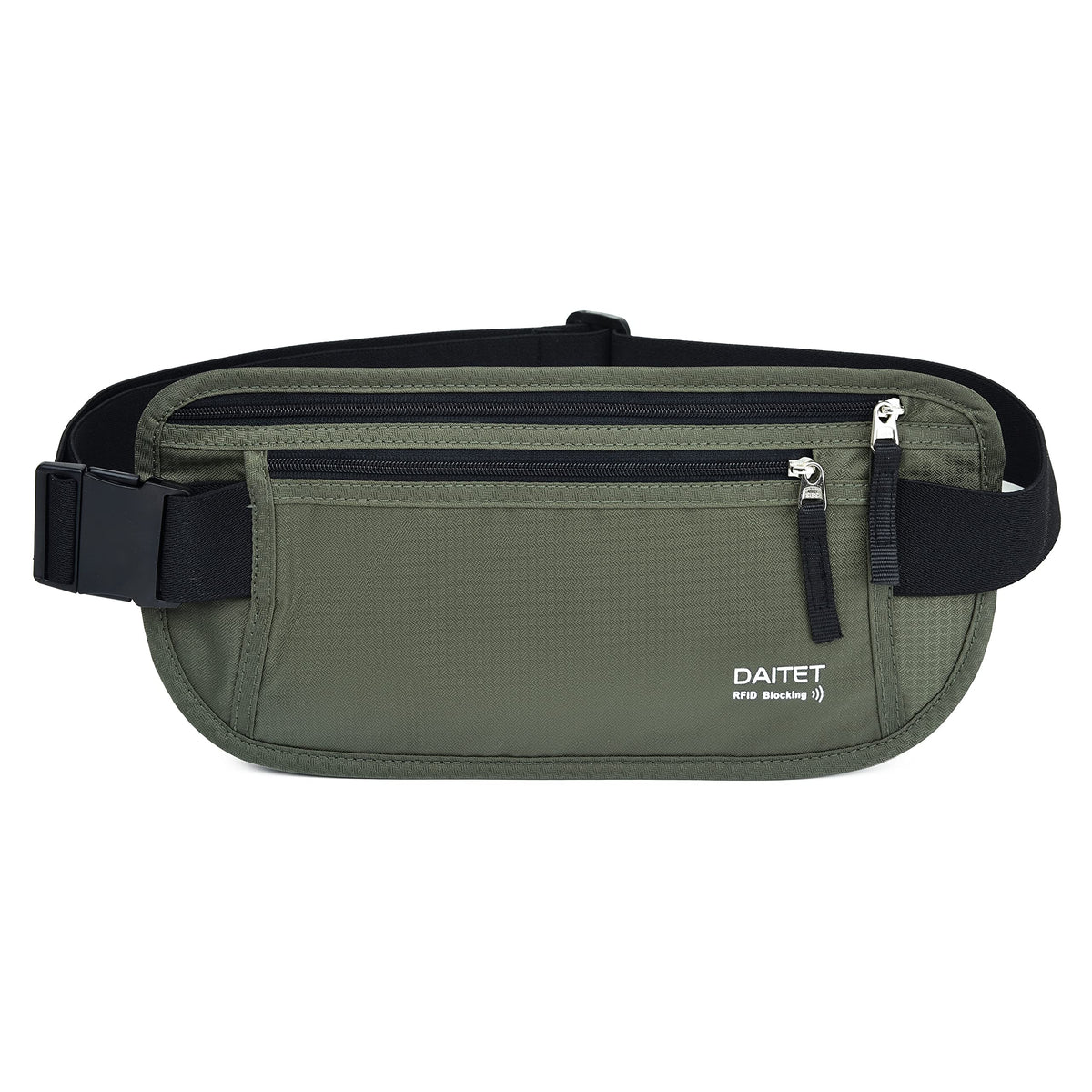Money Belt - Passport Holder Secure Hidden Travel Wallet with RFID Blocking, Undercover Fanny Pack (Black)