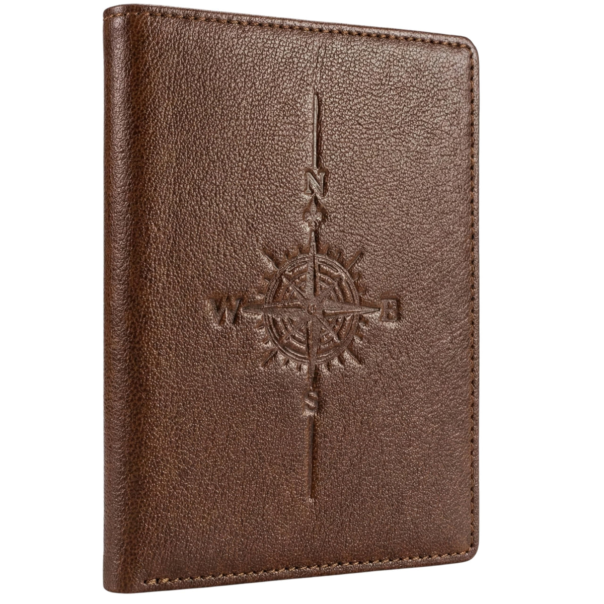 SETTINI® Genuine Leather RFID Passport Holder Wallet for Travel Compass