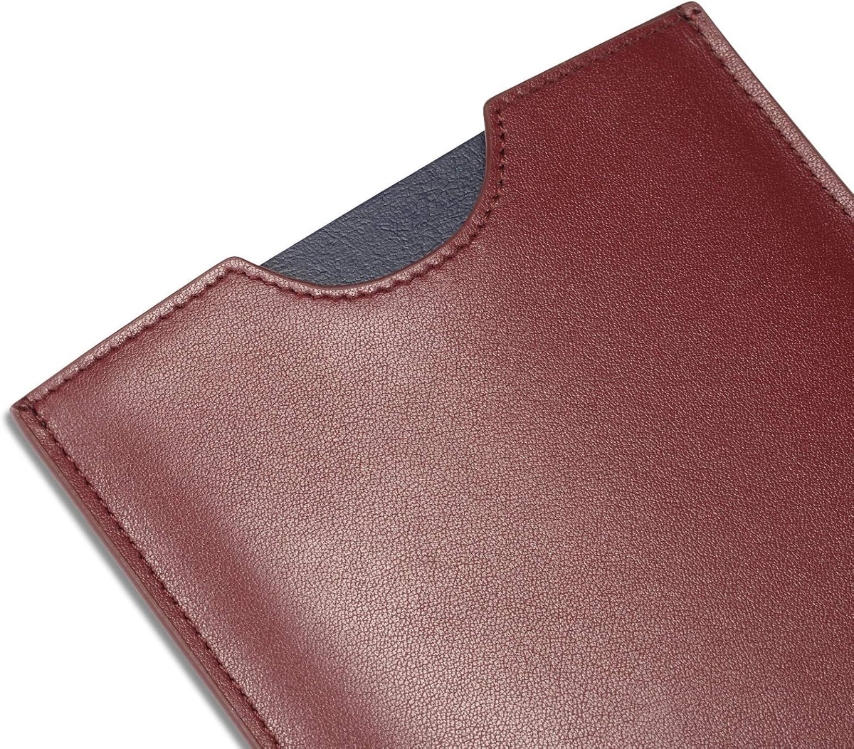 HISCOW Minimalist Leather Passport Sleeve, Slim Holder, Wine Red