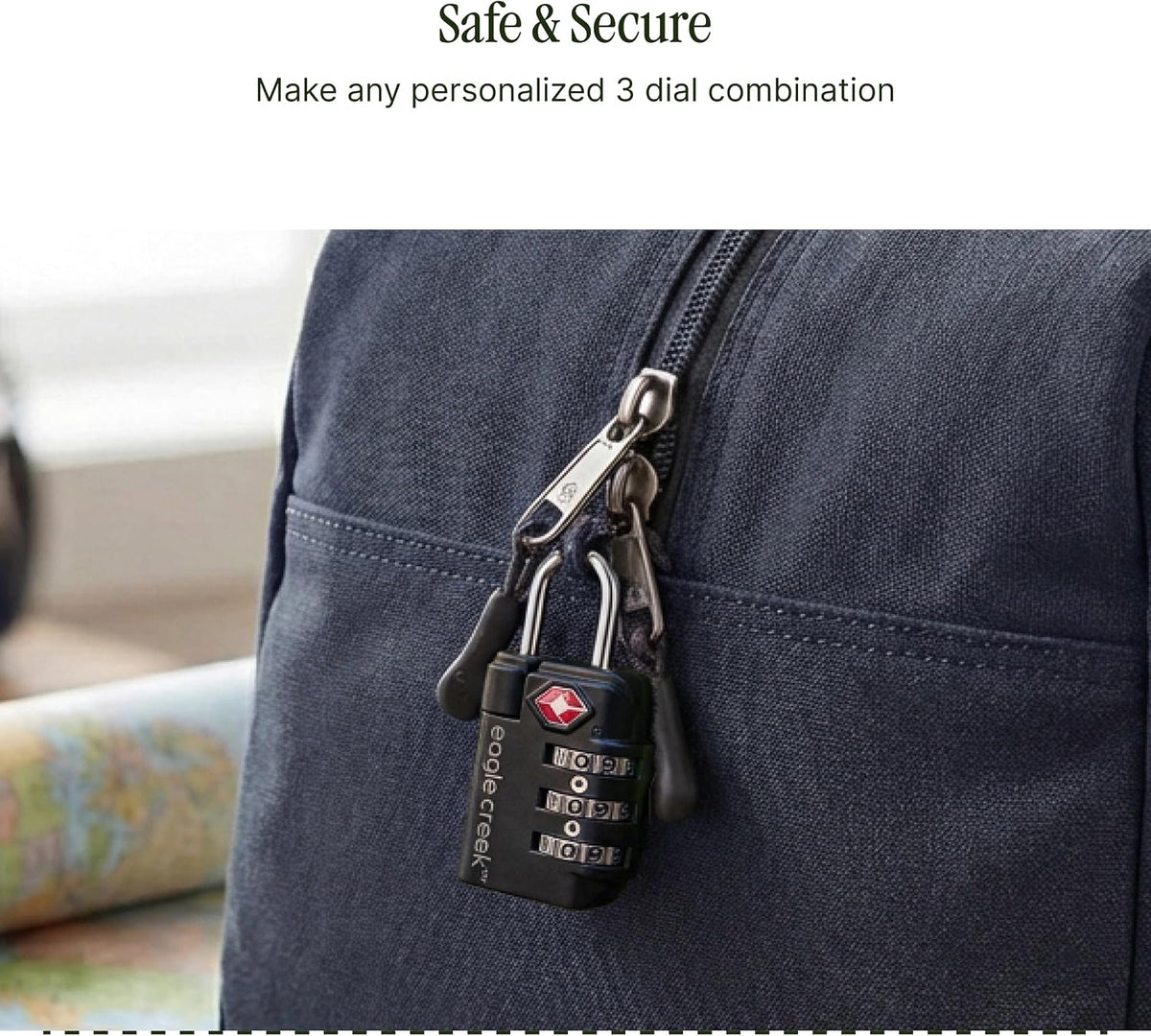 Eagle Creek Travel Safe TSA Lock, 3 Dial Combination, Graphite