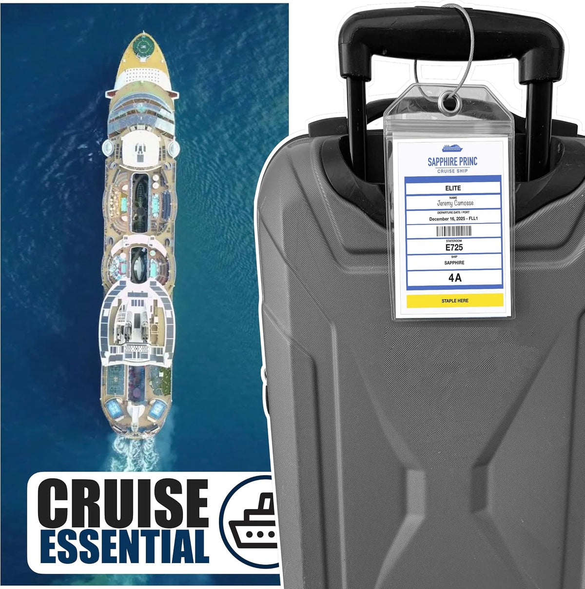 Cruise On Princess Luggage Tag Holders 4 Pack, Clear & Waterproof