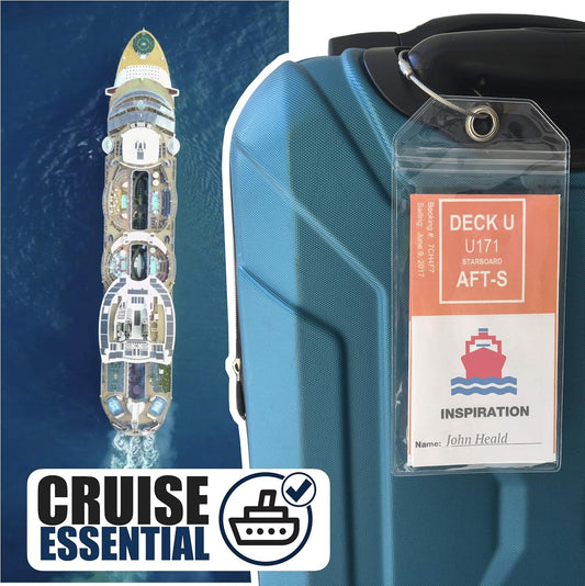 Cruise On Carnival & Seabourn Luggage Tag Holders (4 Pack), Clear, Durable