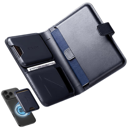 Stouchi AirTag Passport Holder with Pull Strap, RFID Blocking Magnetic Case