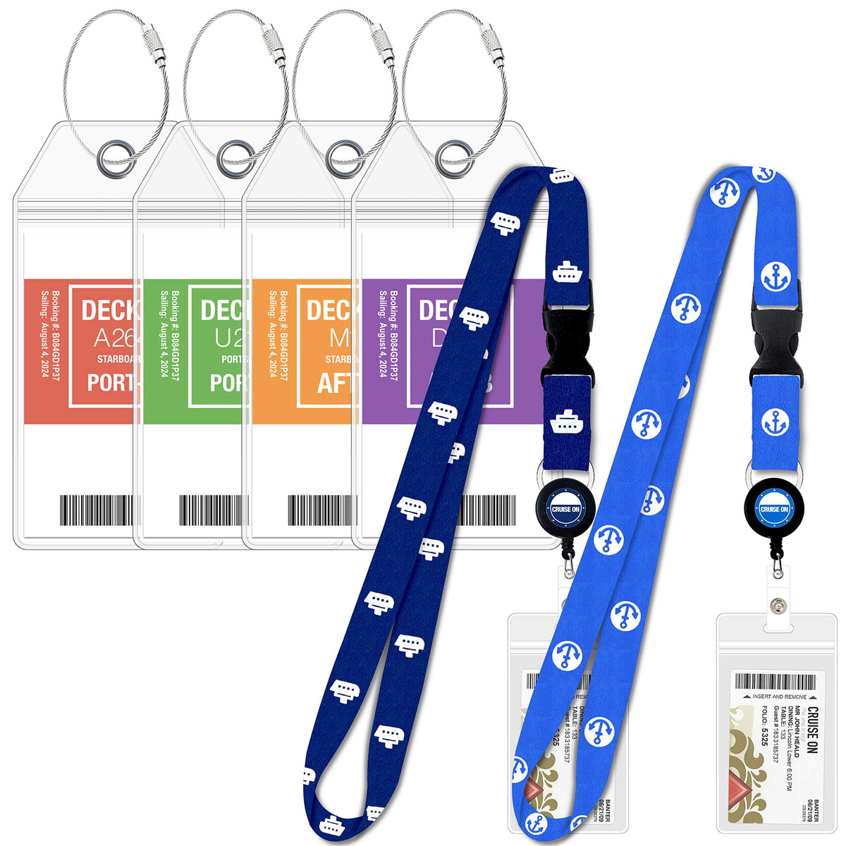 Cruise On Carnival & Seabourn Luggage Tag Holders (4 Pack), Clear, Durable
