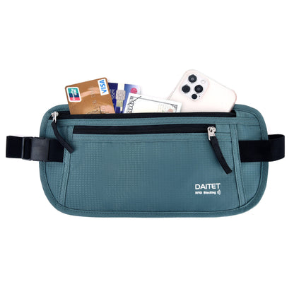 Money Belt - Passport Holder Secure Hidden Travel Wallet with RFID Blocking, Undercover Fanny Pack (Black)