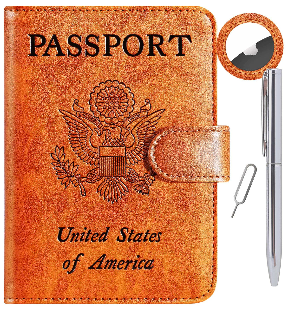 Airtag Passport Holder Cover Wallet RFID Blocking, Travel Essentials