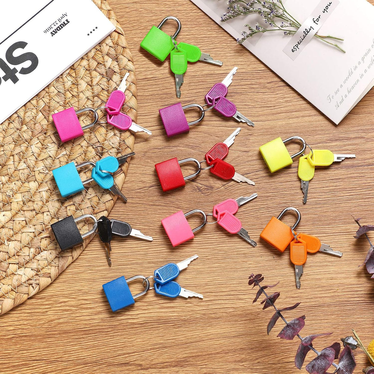 20 Pieces Mini Padlock Suitcase Locks 1.25''with Keys, Colorful