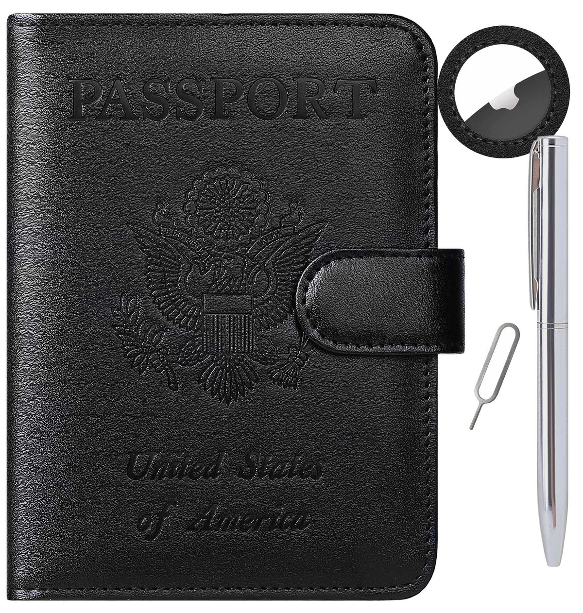 Airtag Passport Holder Cover Wallet RFID Blocking, Travel Essentials