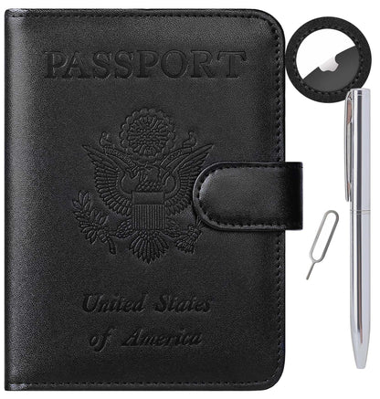 Airtag Passport Holder Cover Wallet RFID Blocking, Travel Essentials