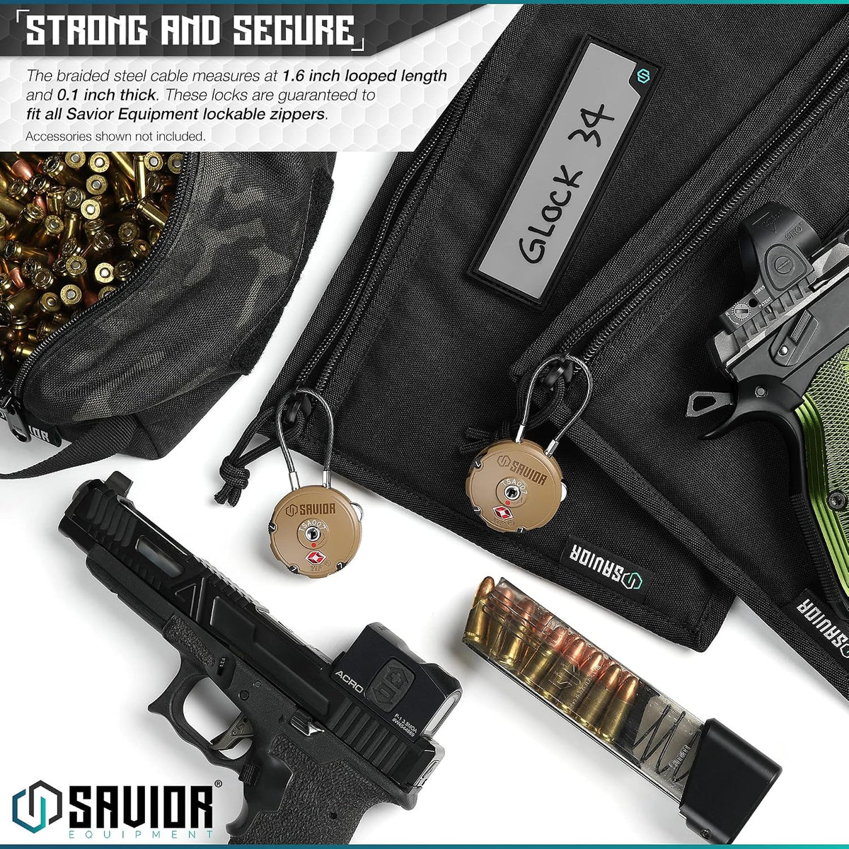 Savior Equipment Quality TSA-Approved 3-Digit Combination Cable Travel Luggage Locks for Rifle Bag Firearm Gun Case Accessories Ammo Boxes Outdoor Storage, Savior Teal, 4-Pack