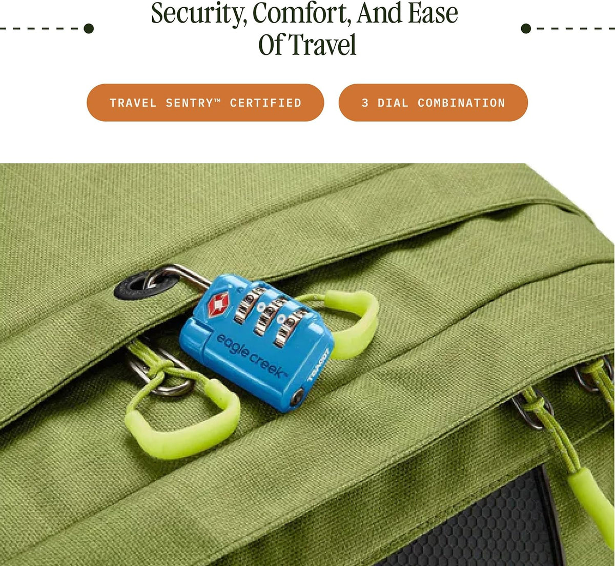 Eagle Creek Travel Safe TSA Lock, 3 Dial Combination, Graphite