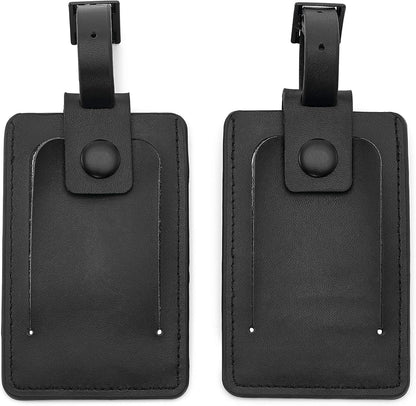 Samsonite 2-Pack Leather Luggage ID Tag, Black Logo, One Size