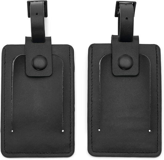 Samsonite 2-Pack Leather Luggage ID Tag, Black Logo, One Size